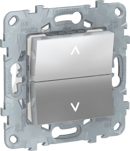 Выключатель жалюзи без фиксации без рамки Schneider Electric Unica New 2-кл. алюминий картинка